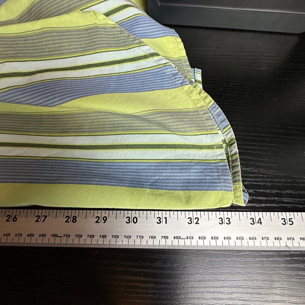 GAP Fitted Premium Mens Long Sleeve Striped Button Down Shirt Green Blue XL - Picture 8 of 9